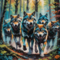 Wolf Pack – Forest Run Digital Art Print