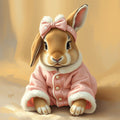 Pink Bunny in Pajamas - Digital Art Print