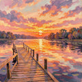 Soft Sunset Dock — Digital Art Print