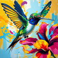 Abstract Hummingbird and Flower