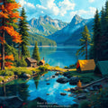 On the Lake – Lakeside Cabin & Campsite Wall Art Instant Download