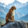 Mountain Watcher – Mountain Lion Wildlife Digital Art Print