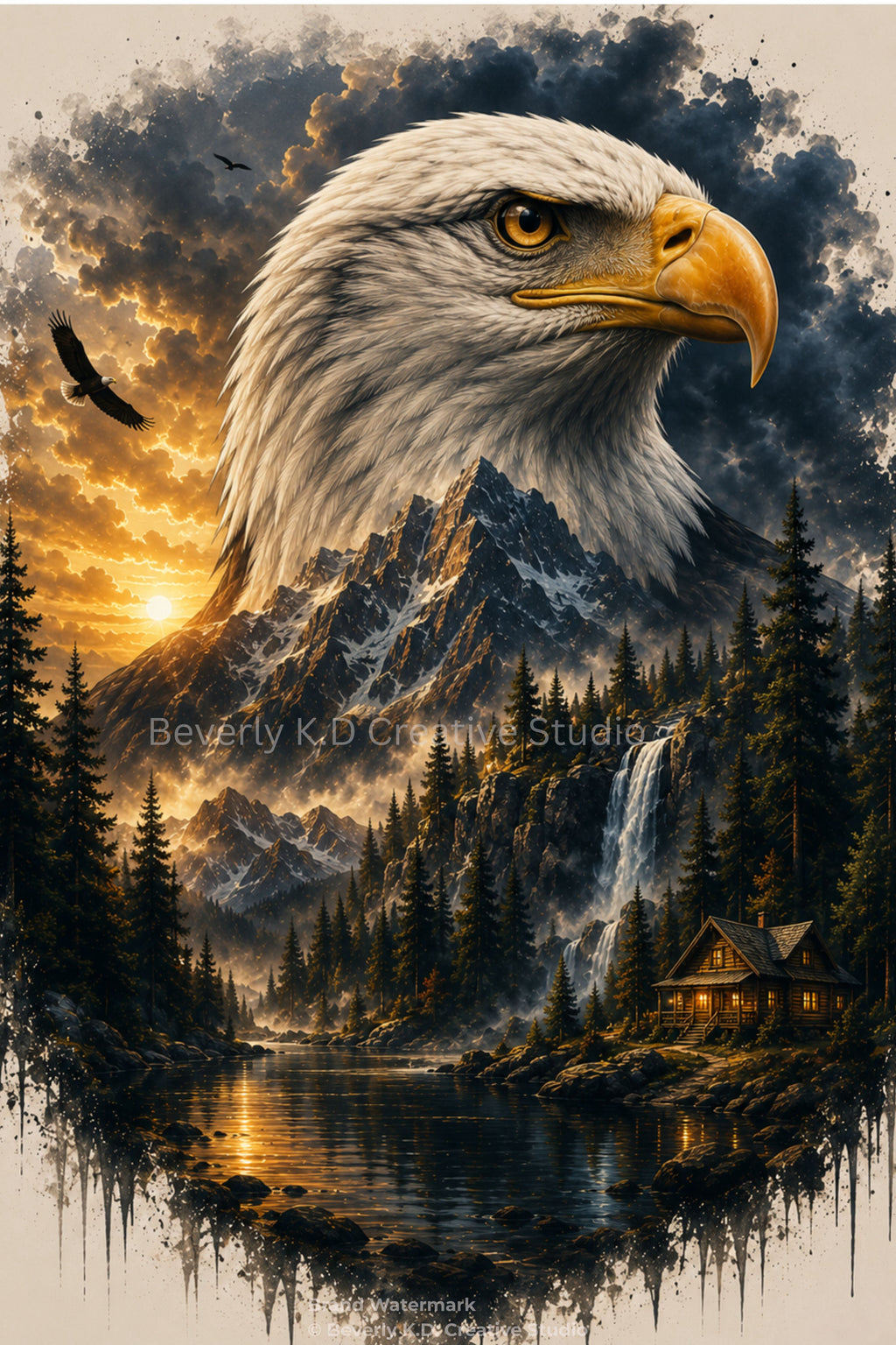 Bald Eagle at Sunset – Majestic Wildlife Digital Art Print