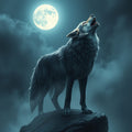 Blue Moon Wolf Digital Art Print