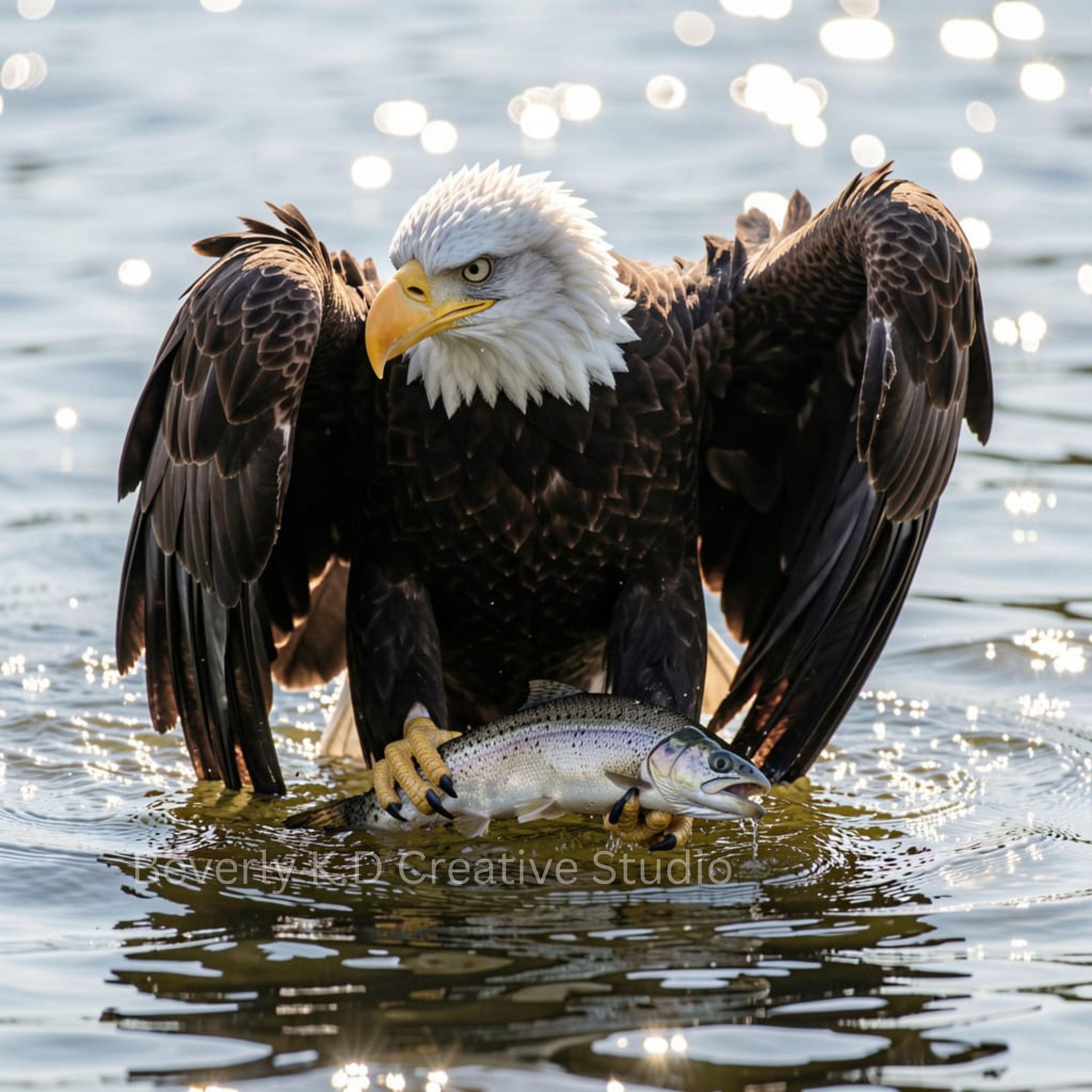 Bald Eagle Fishing — Wildlife Digital Art Print