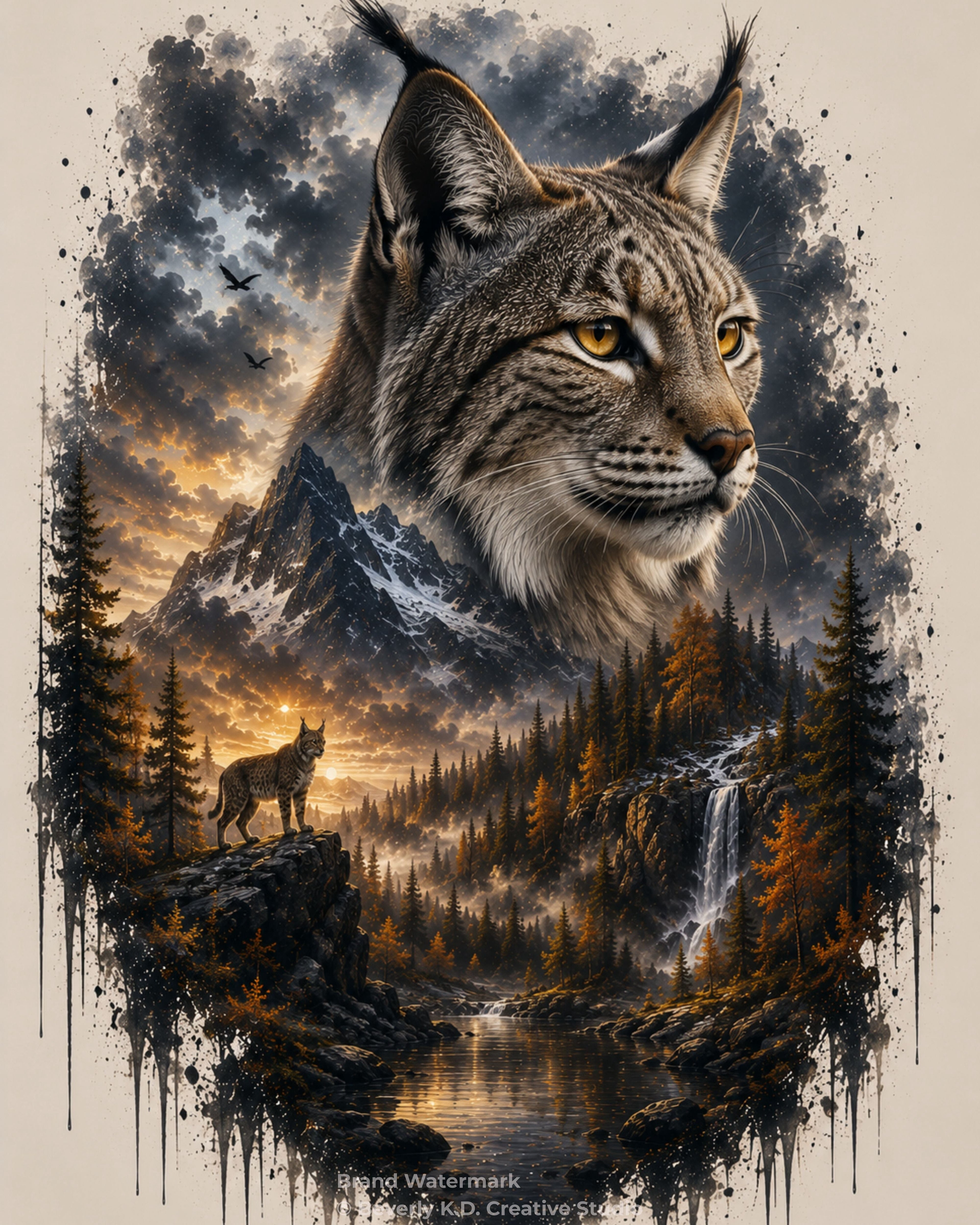 Lynx at Twilight – Mystical Wildlife Digital Art Print