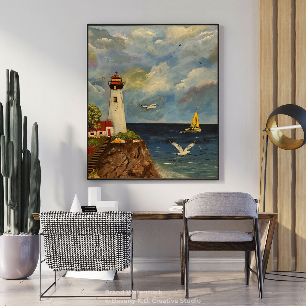 Beacon of Serenity – Lighthouse Coastal Wall Art Instant Download