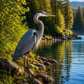 Great Blue Heron by the Lake – Wildlife Wall Art Instant Download