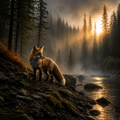 Red Fox in the Misty Forest – Wildlife Wall Art Instant Download