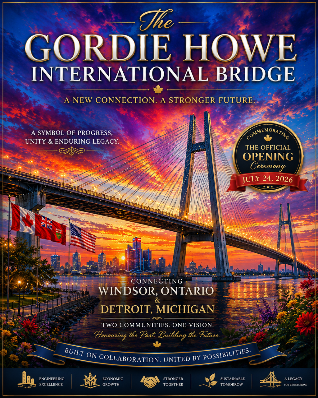 Gordie Howe International Bridge – Commemorative Art Print | Digital Download