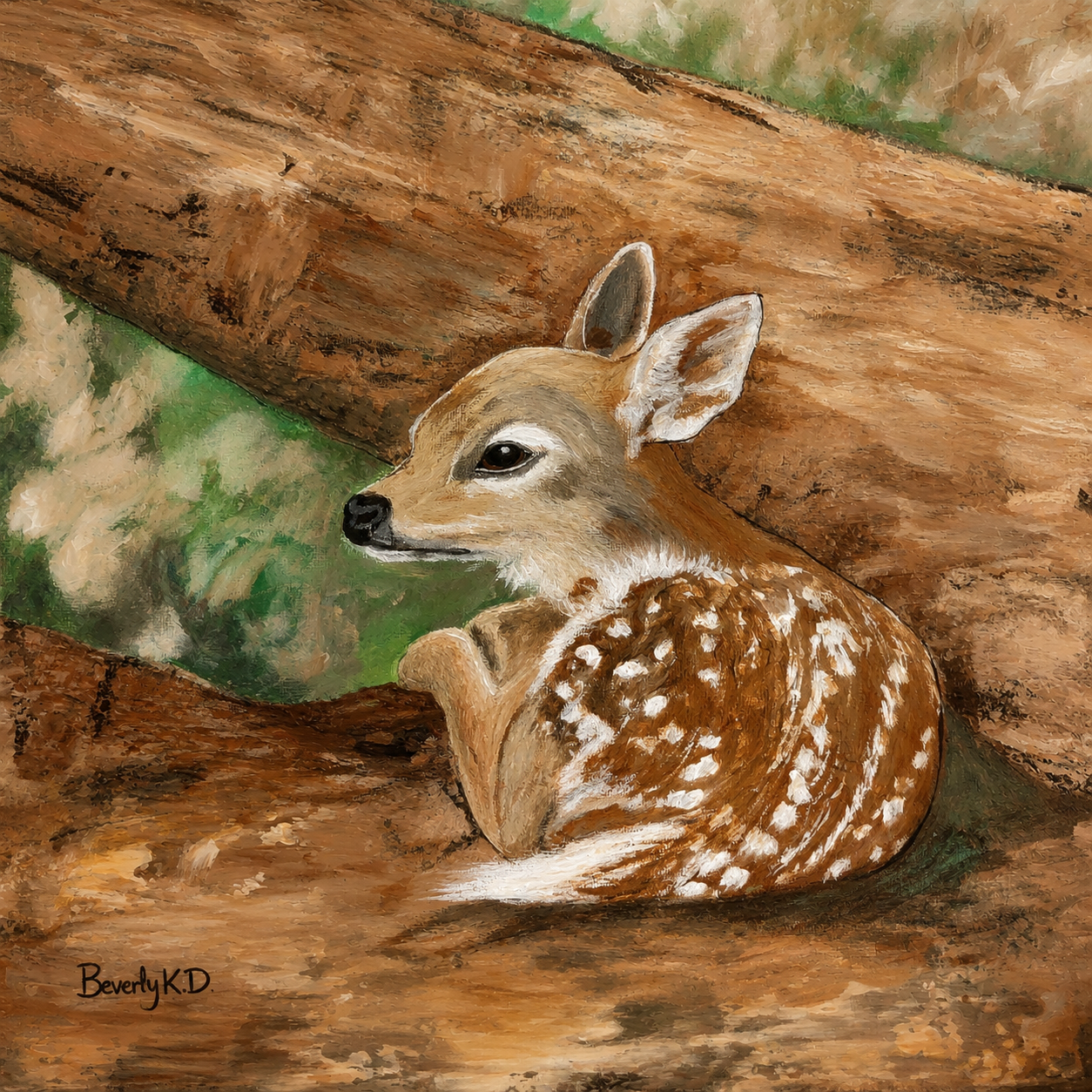 Woodland Fawn – Original Hand-Painted Wildlife Digital Art Print