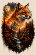 Autumn Fox at Moonrise – Mystical Wildlife Digital Art Print