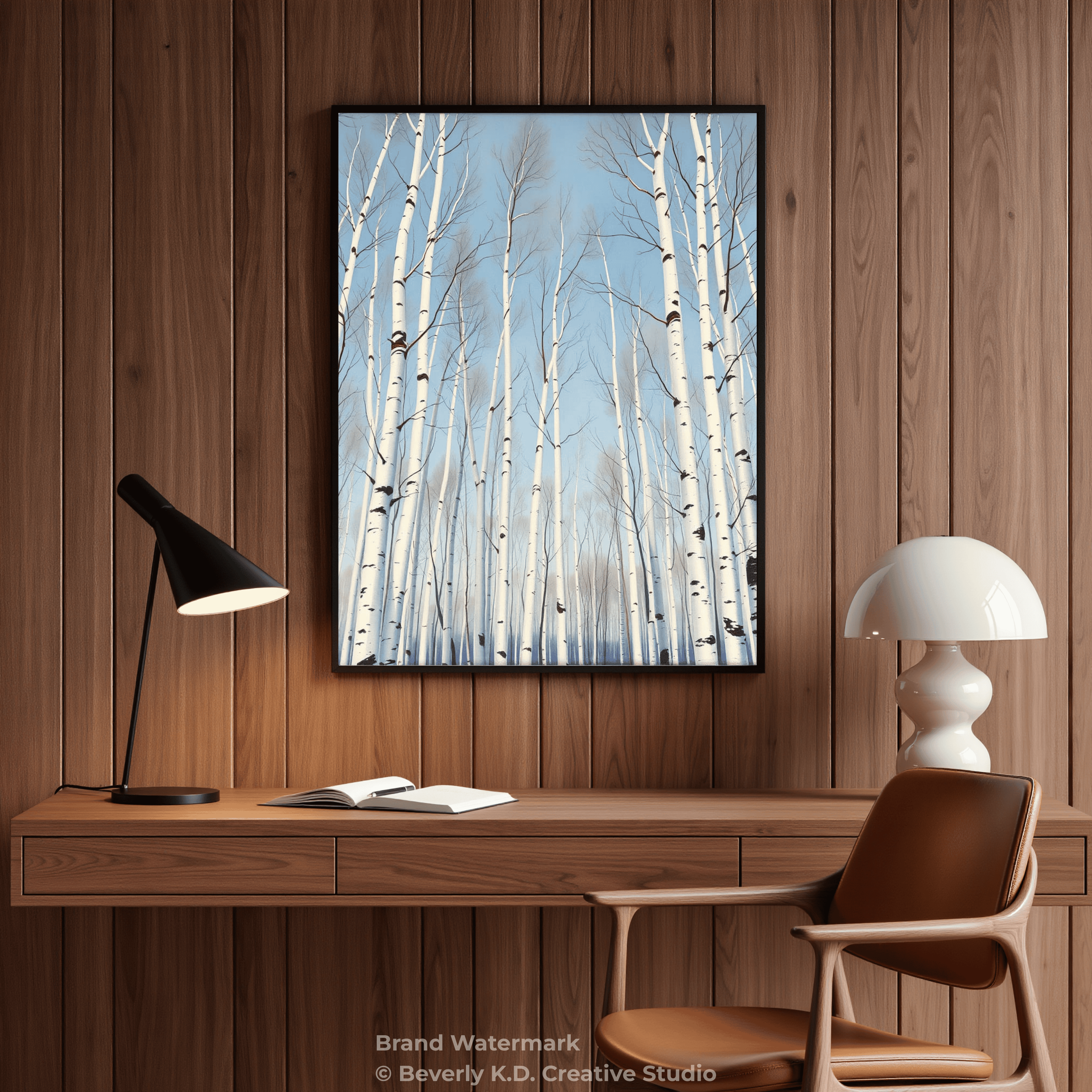 Upward View of Birch Trees Against a Brilliant Blue Sky