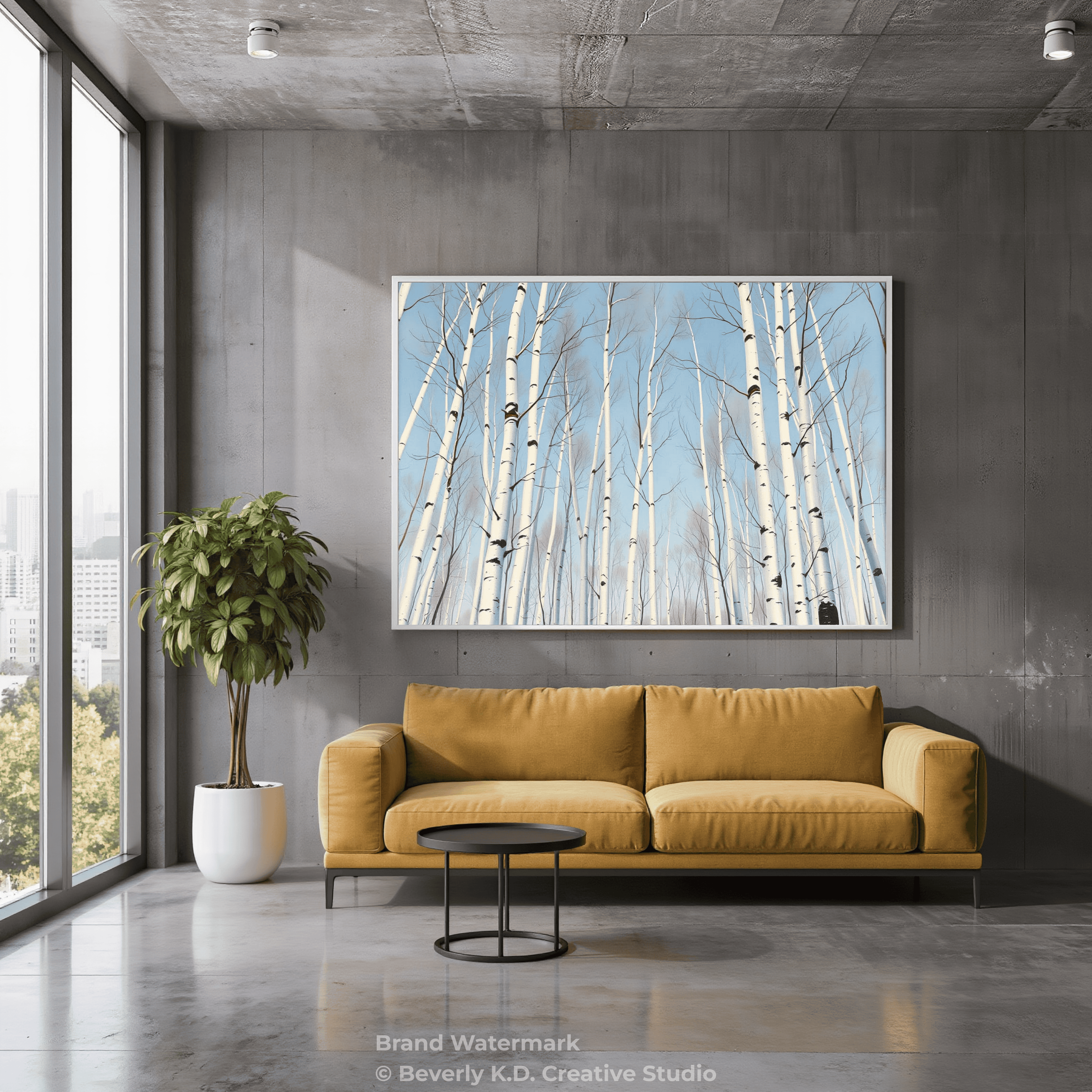 Upward View of Birch Trees Against a Brilliant Blue Sky