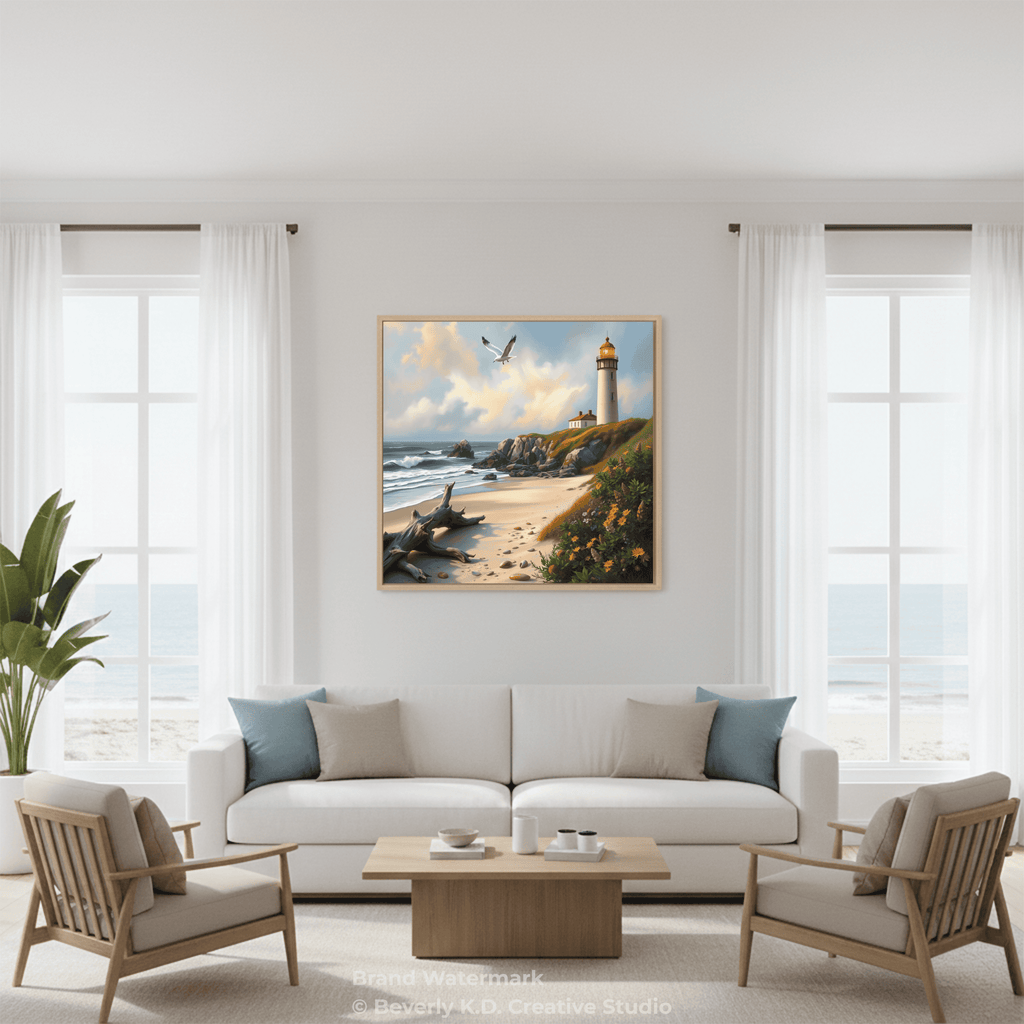Lighthouse on a Flowering Hill – Digital Art Print