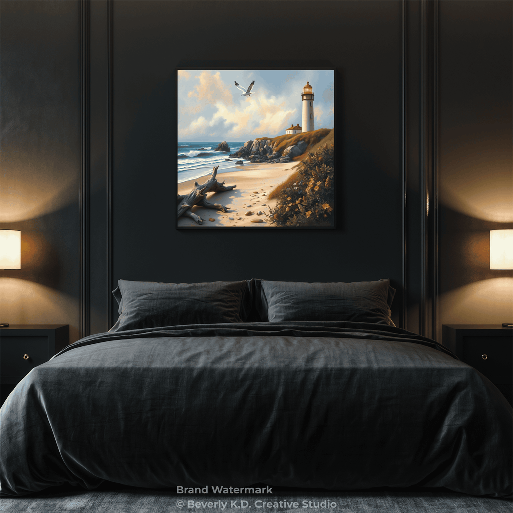 Lighthouse on a Flowering Hill – Digital Art Print