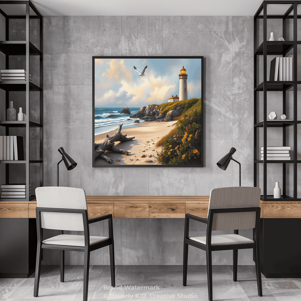 Lighthouse on a Flowering Hill – Digital Art Print