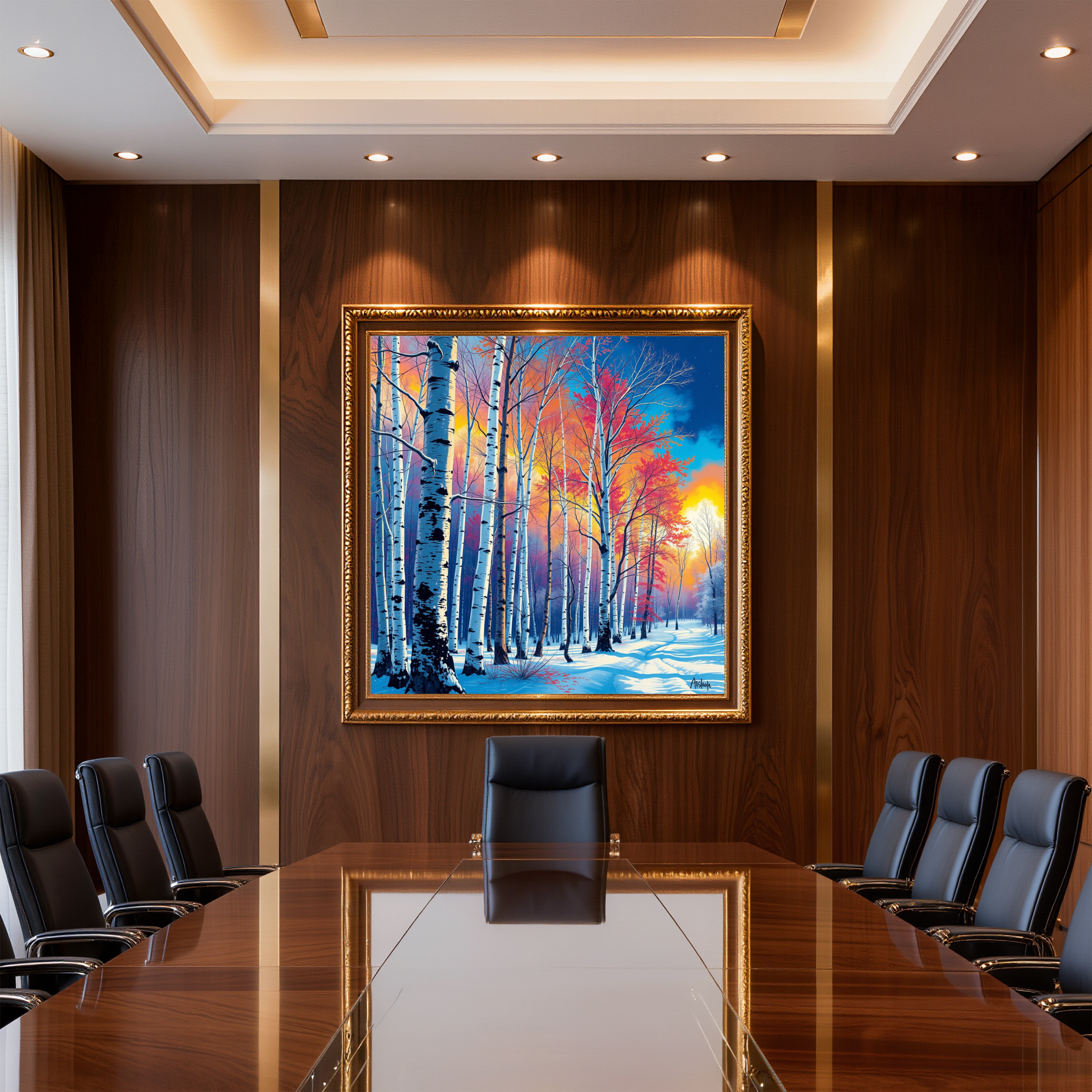 Winter Birch at Sunset — Digital Art Print