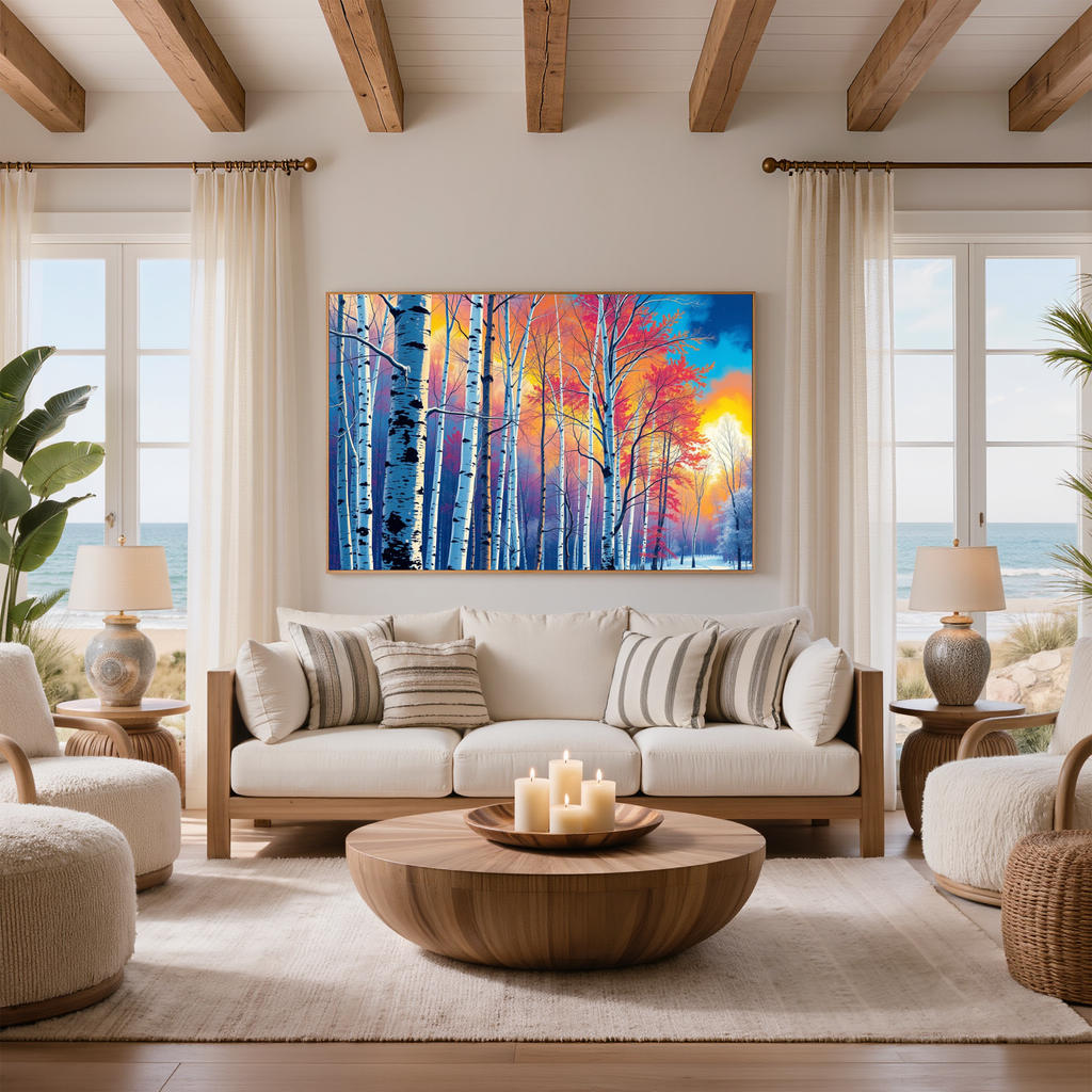 Winter Birch at Sunset – Digital Art Print