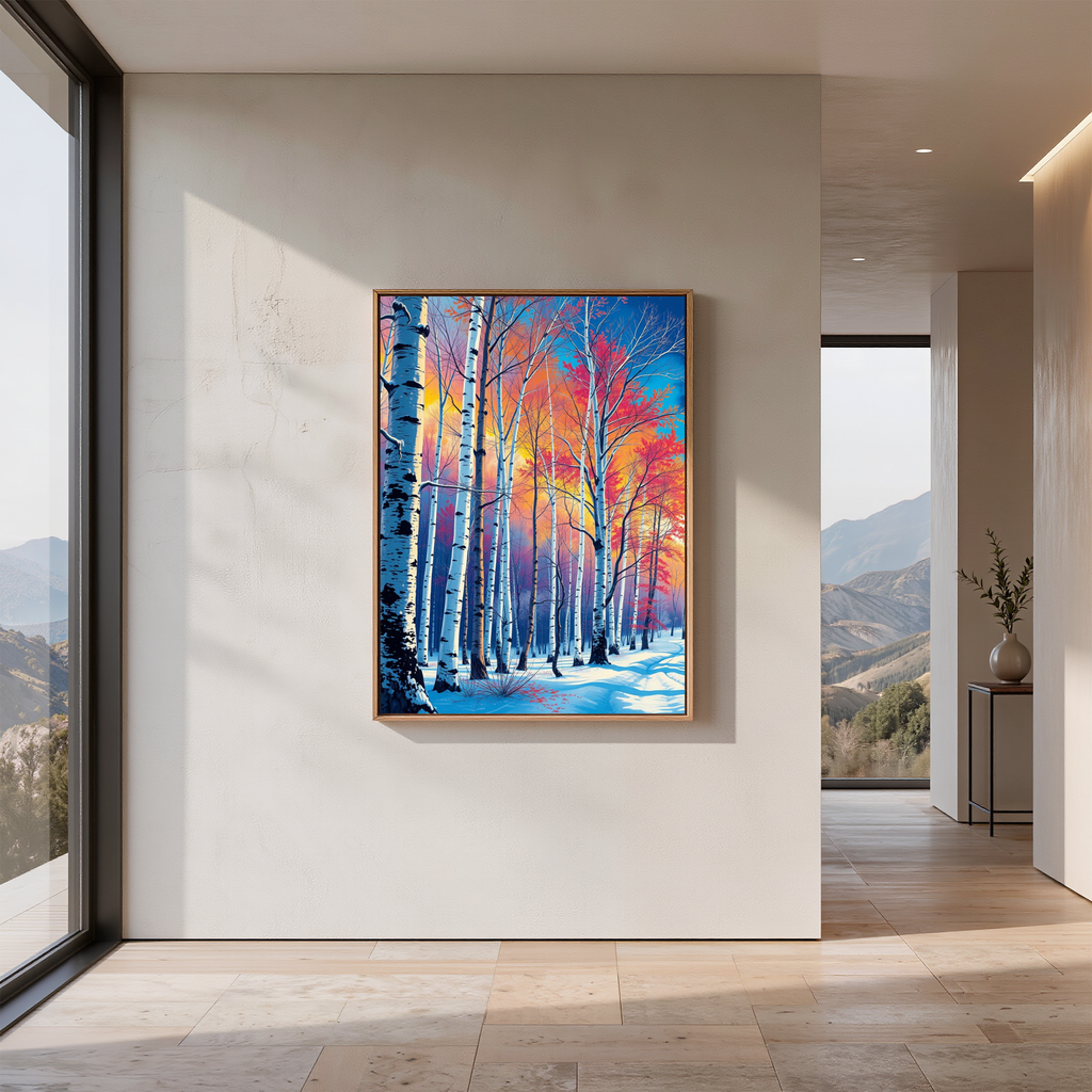 Winter Birch at Sunset – Digital Art Print