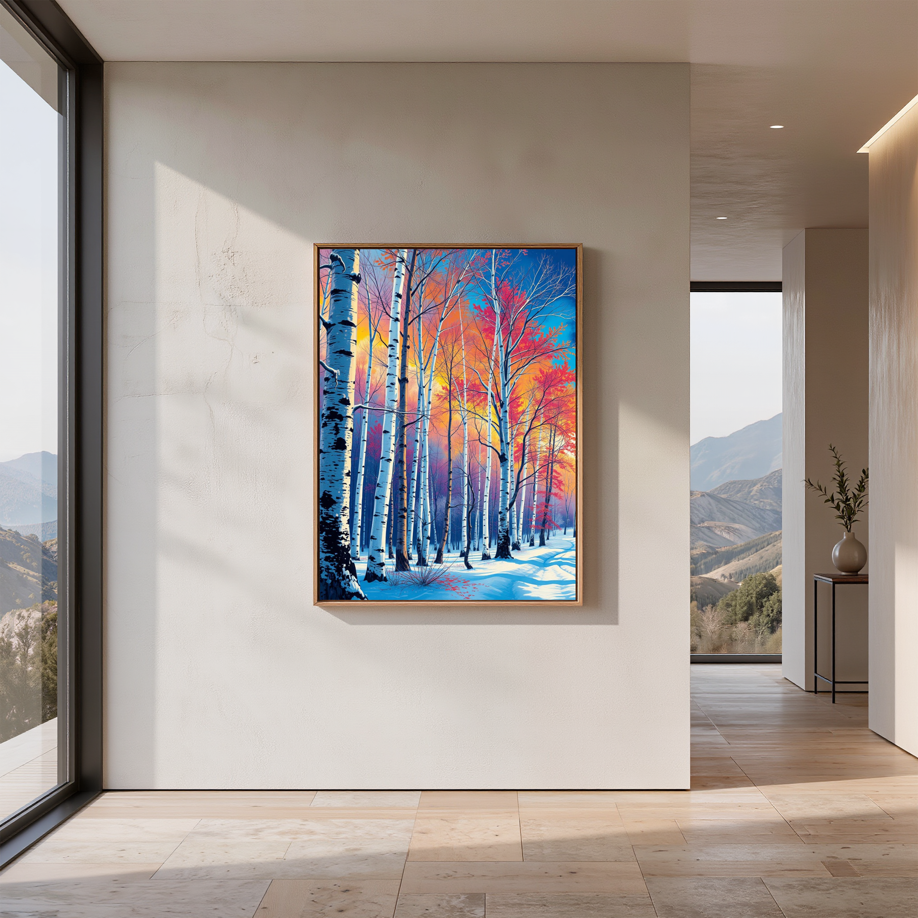 Winter Birch at Sunset — Digital Art Print