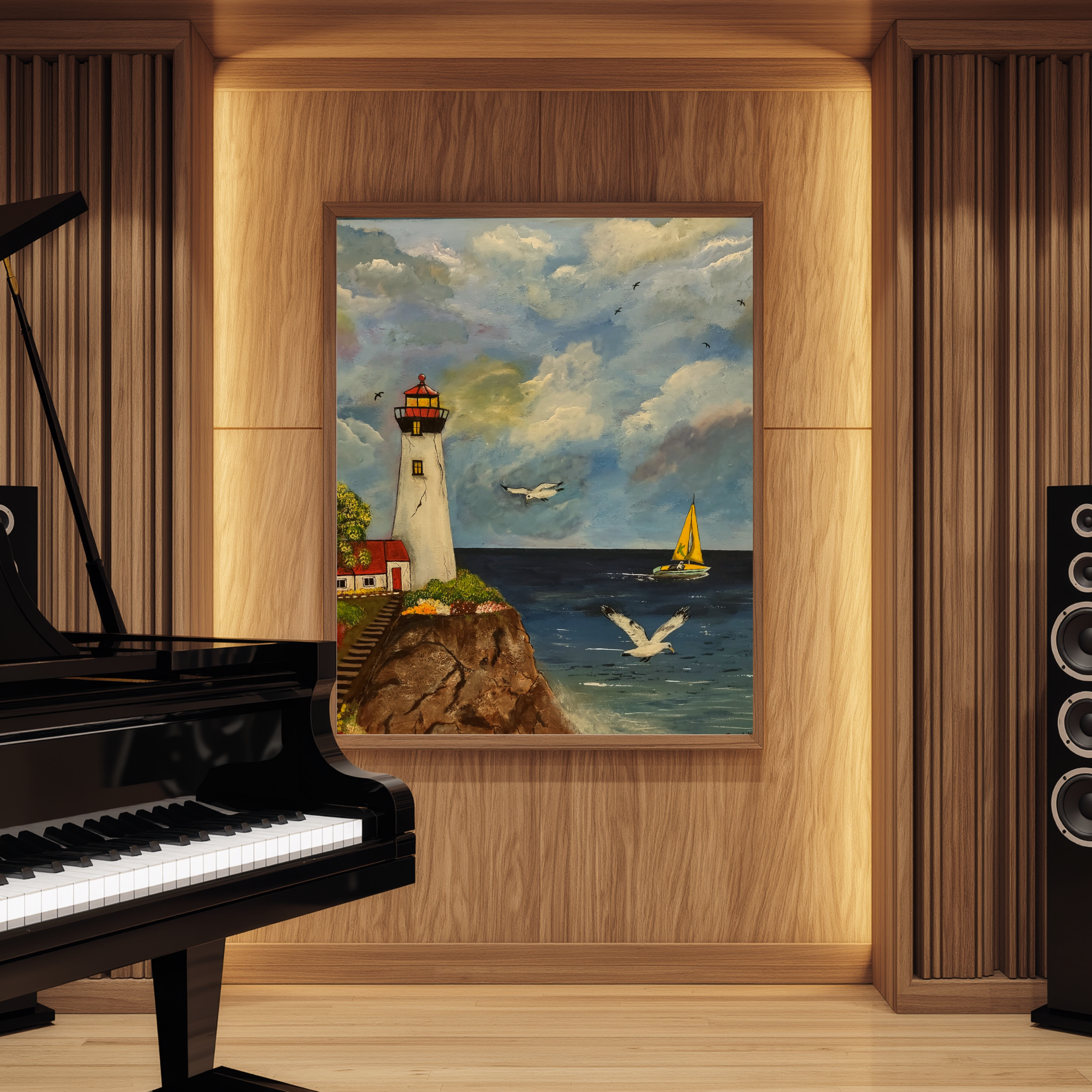 Beacon of Serenity – Lighthouse Coastal Wall Art Instant Download