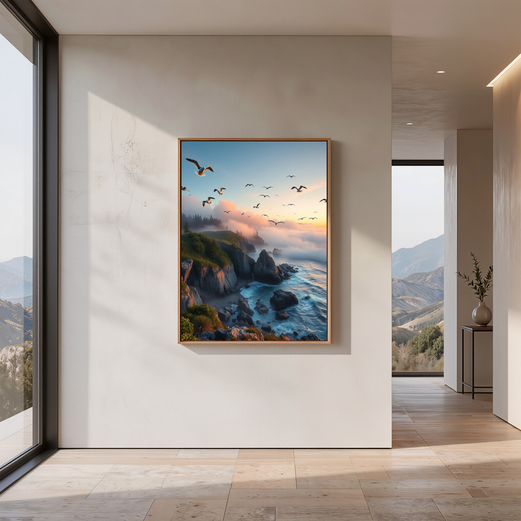 Coastal Sunset with Seabirds – Digital Art Print