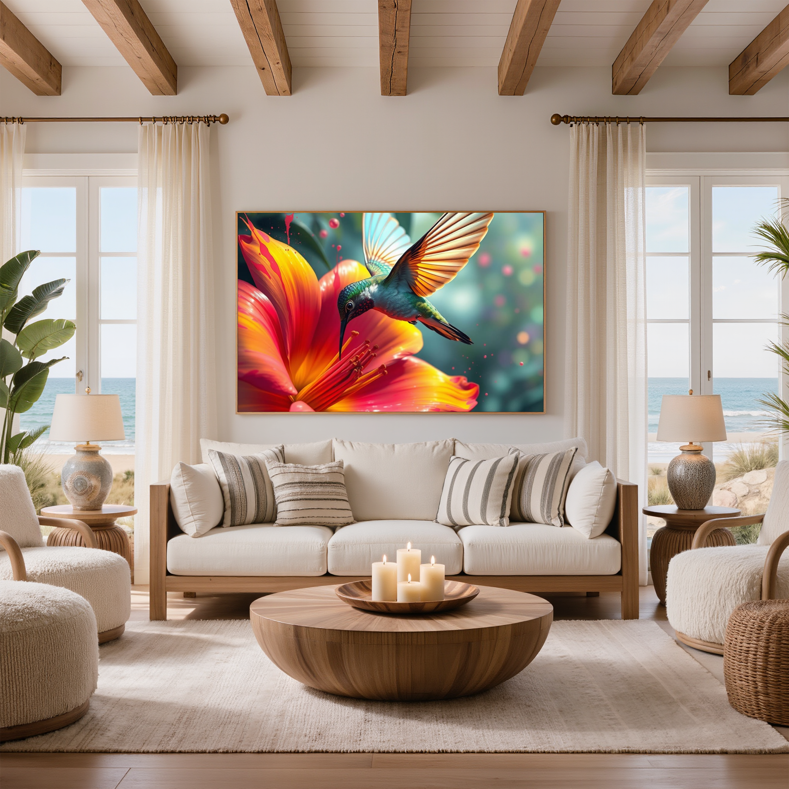 Hummingbird and Orange Flower