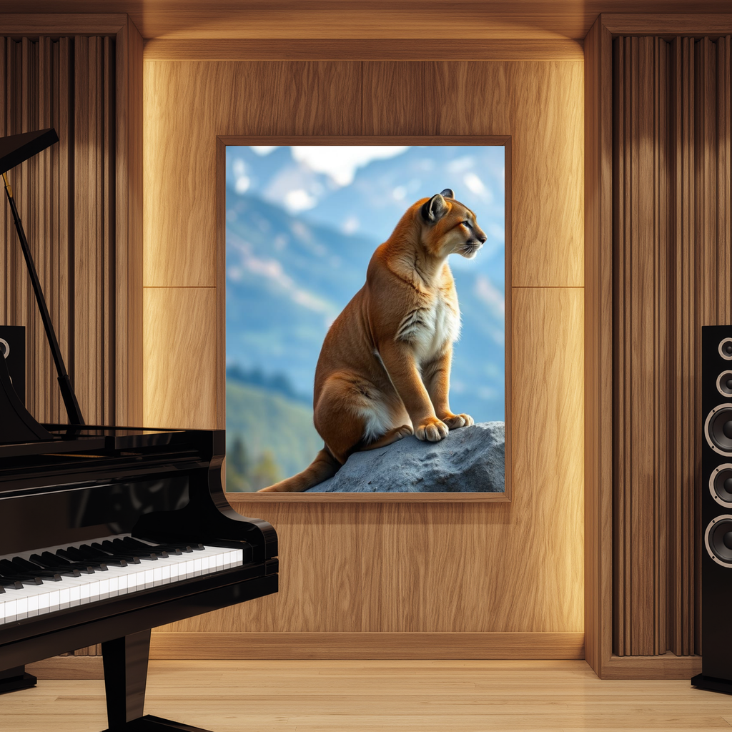 Mountain Watcher – Mountain Lion Wildlife Digital Art Print