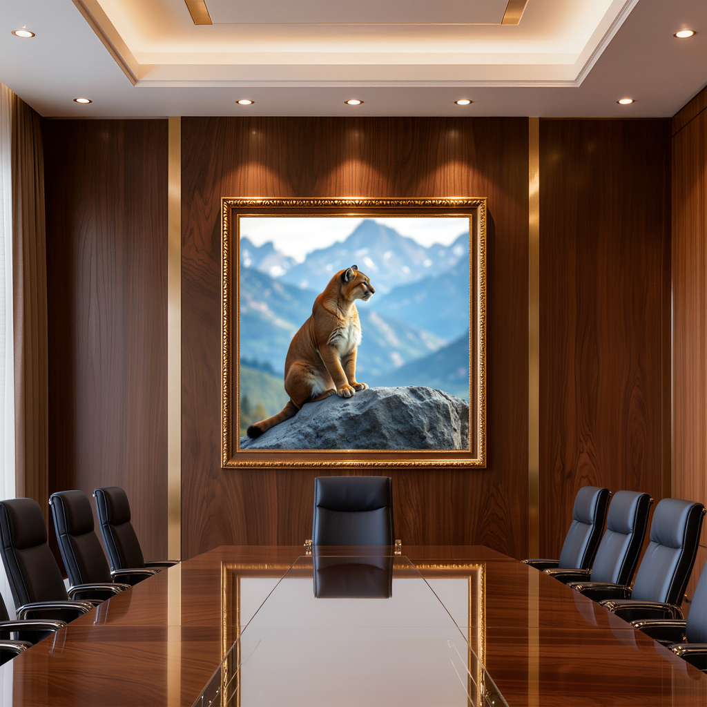 Mountain Watcher – Mountain Lion Wildlife Digital Art Print
