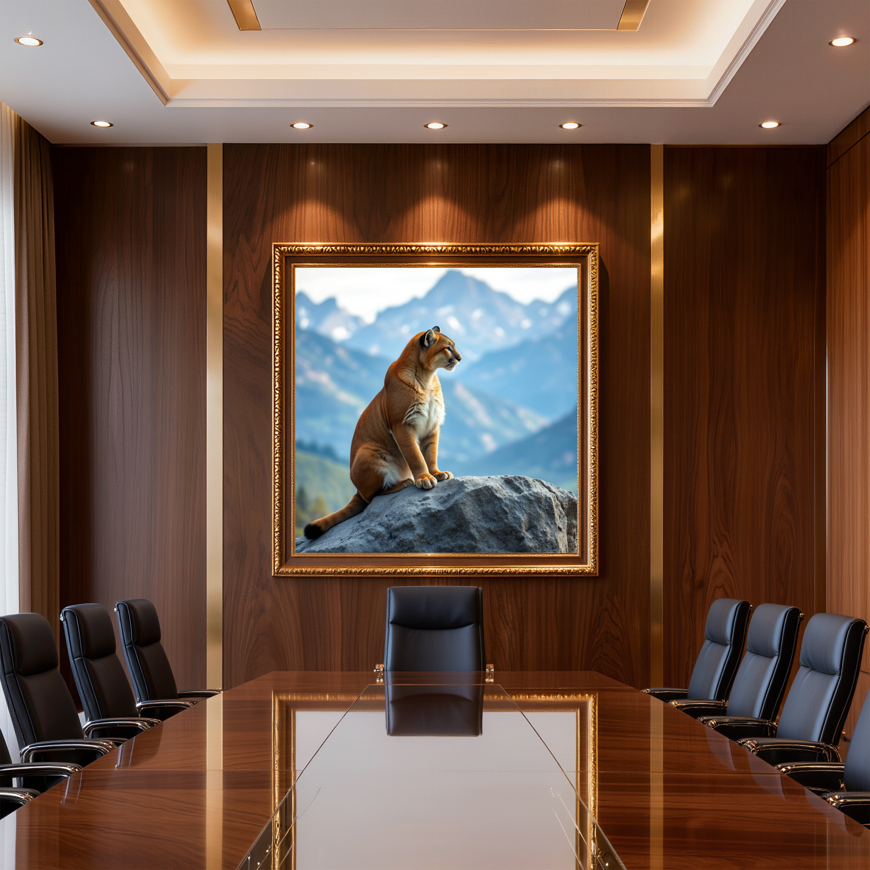 Mountain Watcher – Mountain Lion Wildlife Digital Art Print