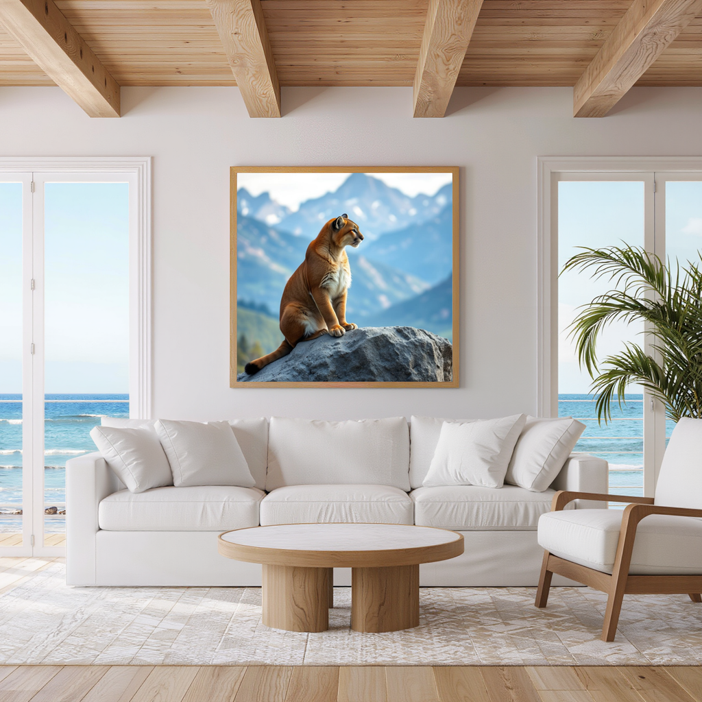 Mountain Watcher – Mountain Lion Wildlife Digital Art Print