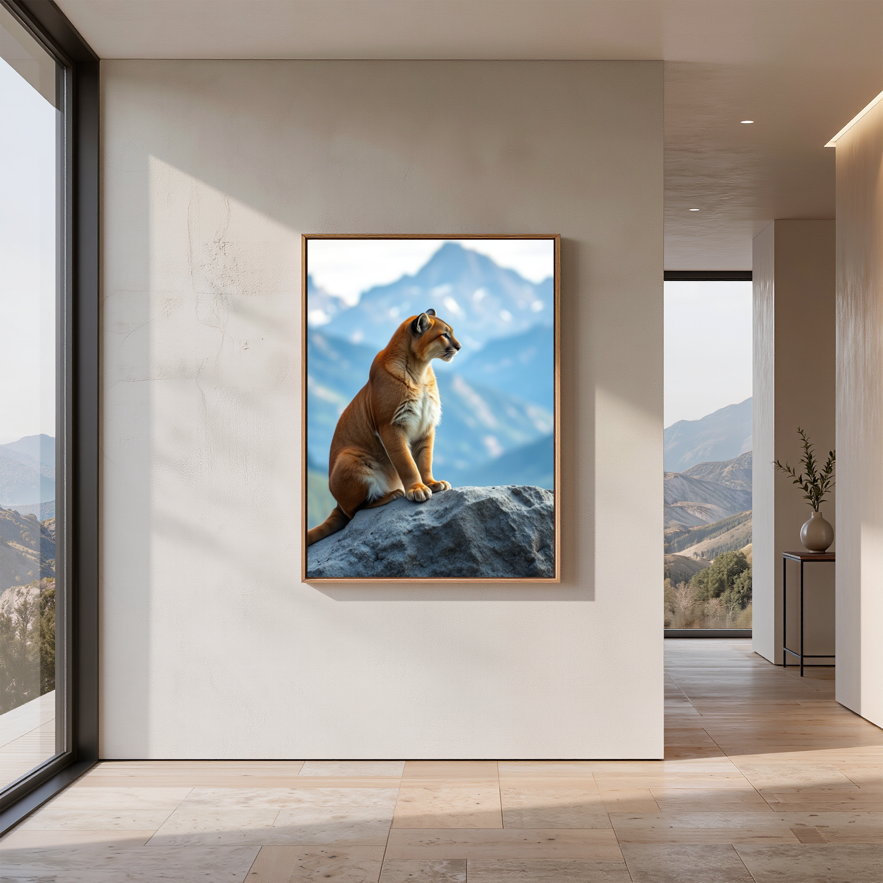 Mountain Watcher – Mountain Lion Wildlife Digital Art Print