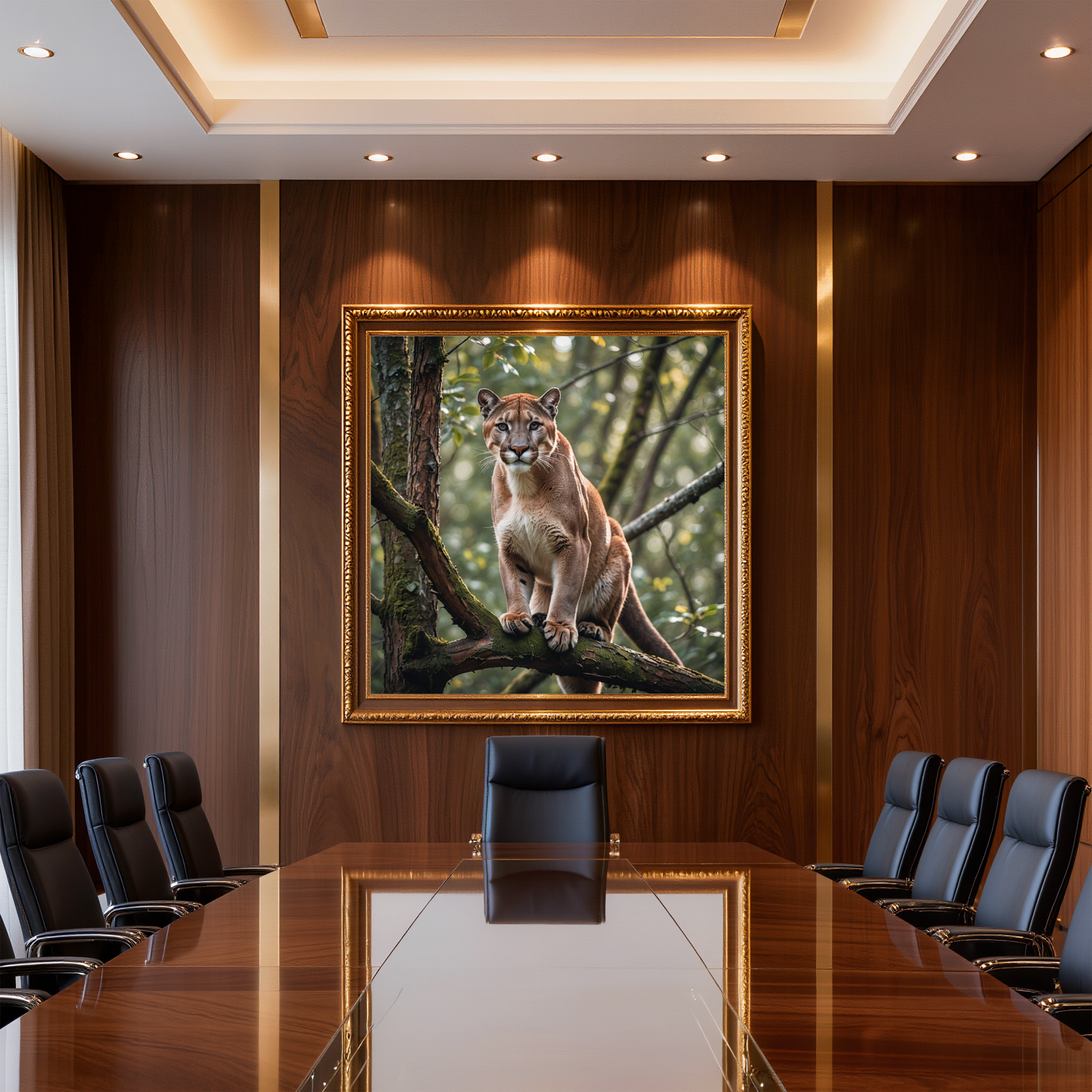 Mountain Lion in the Forest – Wildlife Digital Art Print | Instant Download