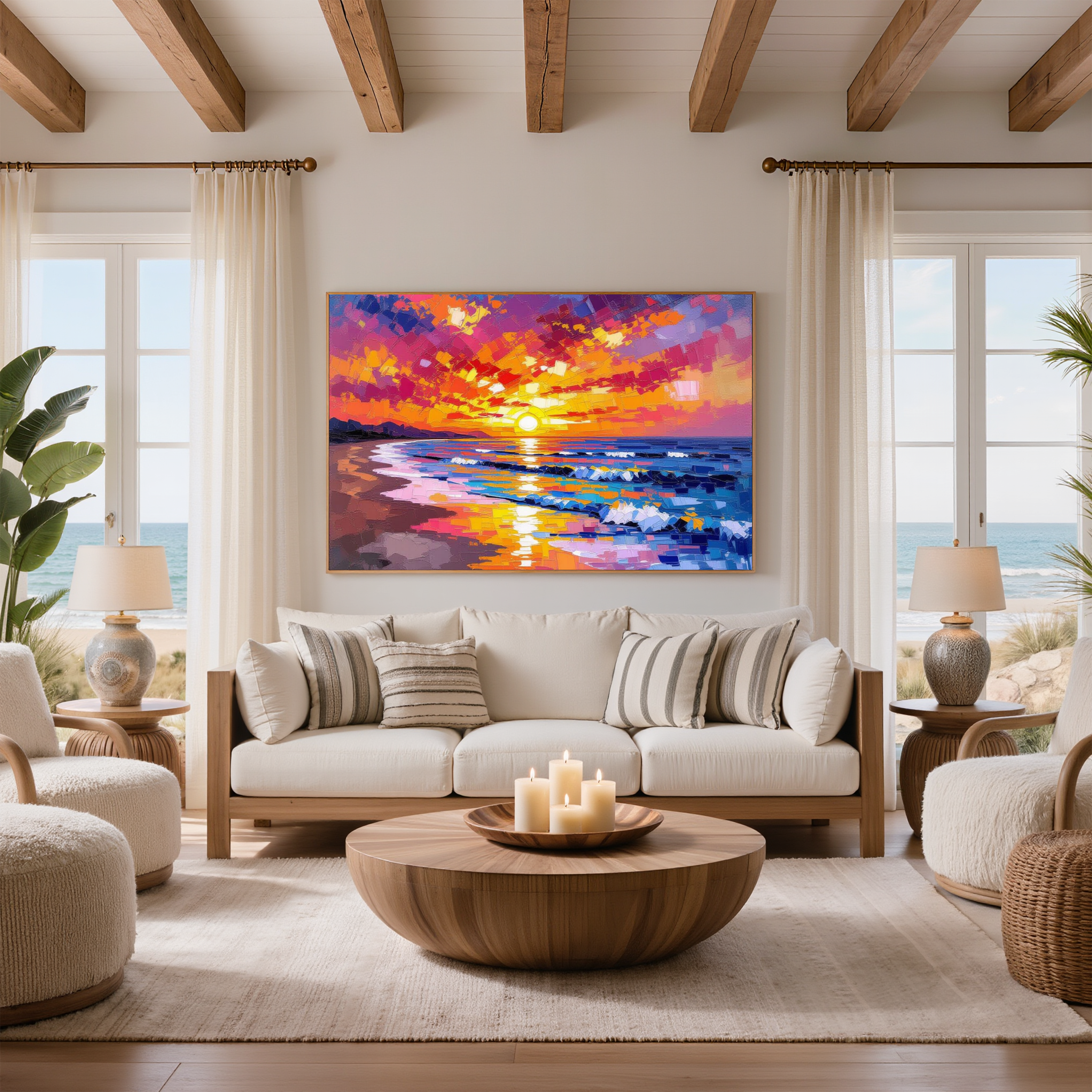 Coastal Sunset – Shell Beach Ocean Digital Art Print