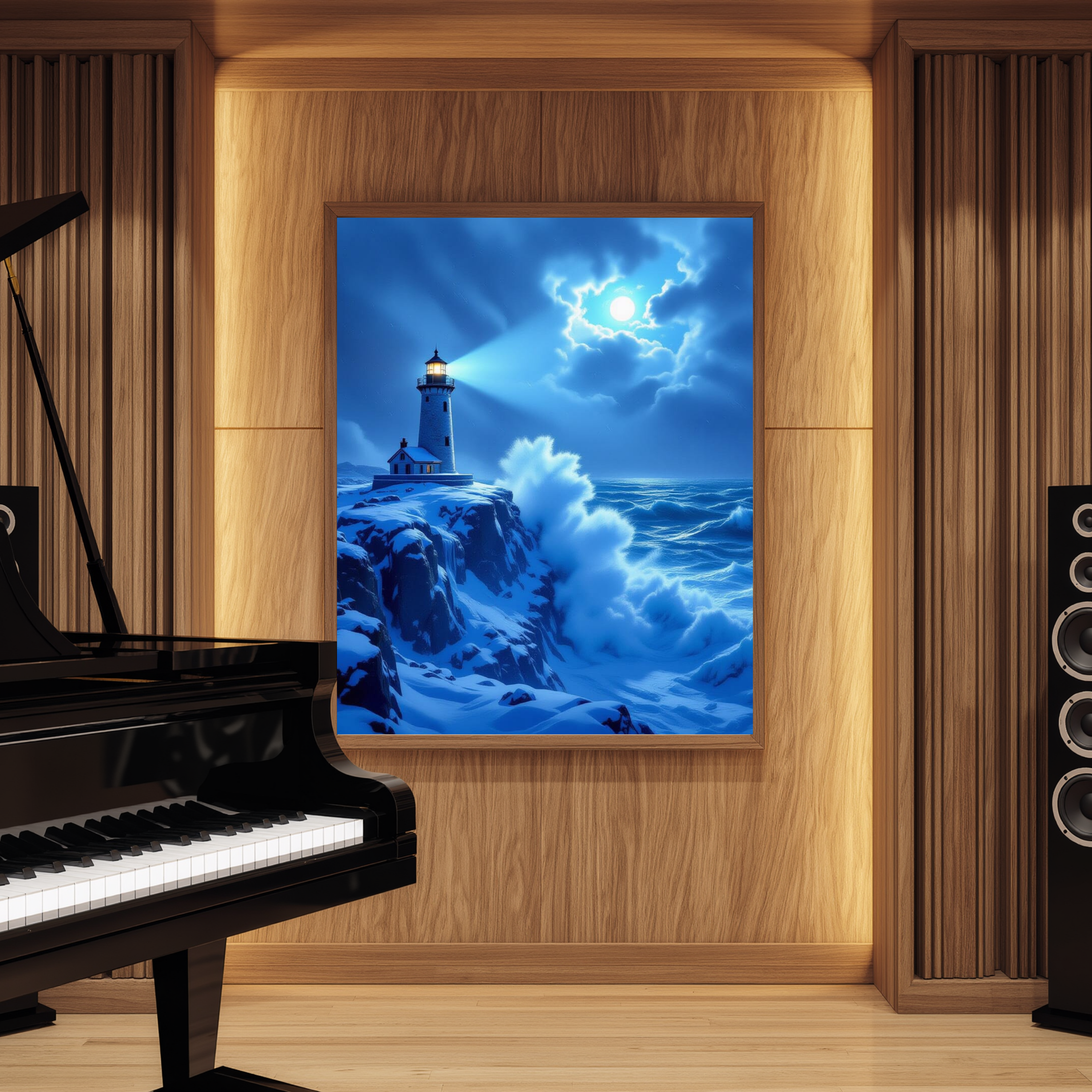 Blue Twilight Lighthouse – Digital Art Print