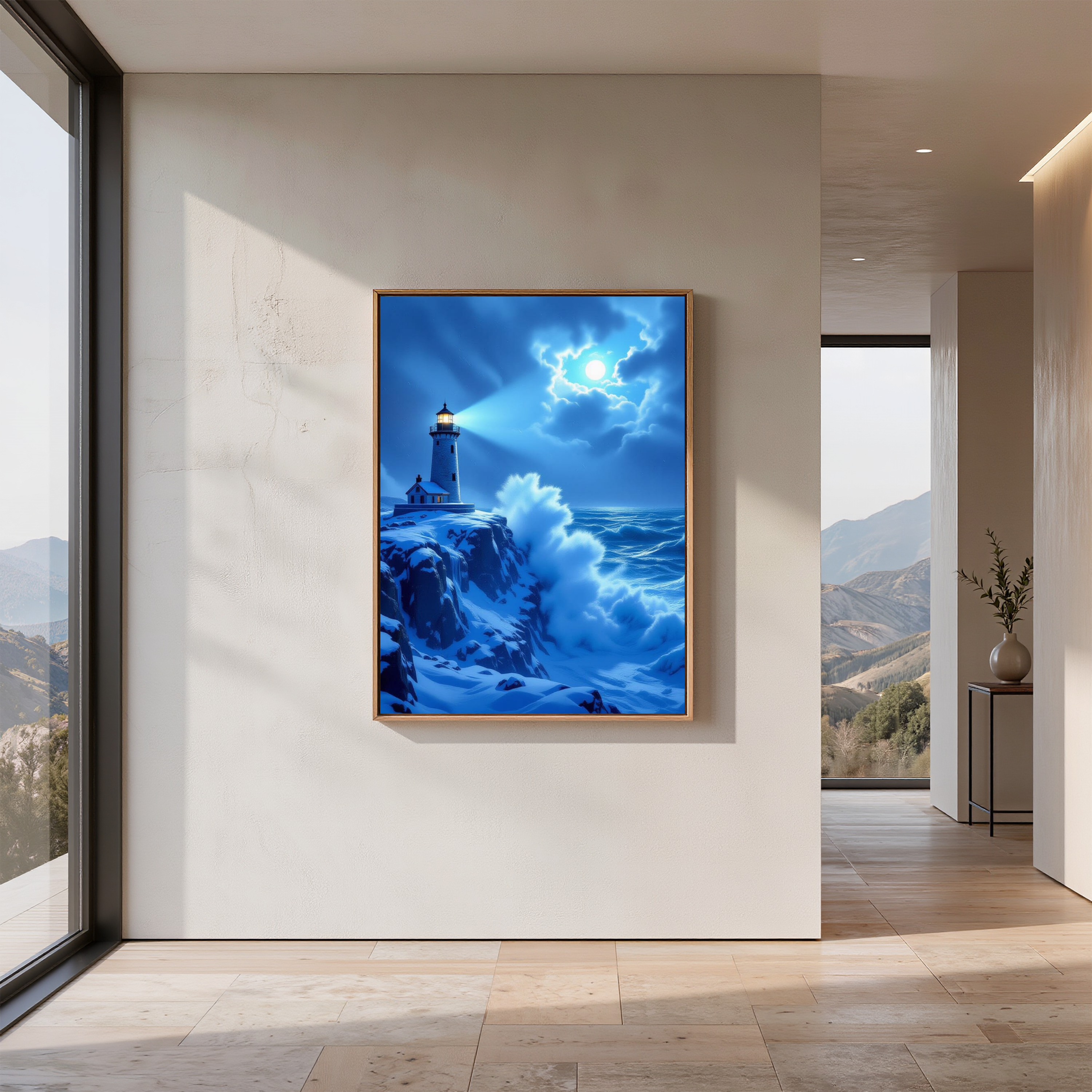 Blue Twilight Lighthouse – Digital Art Print