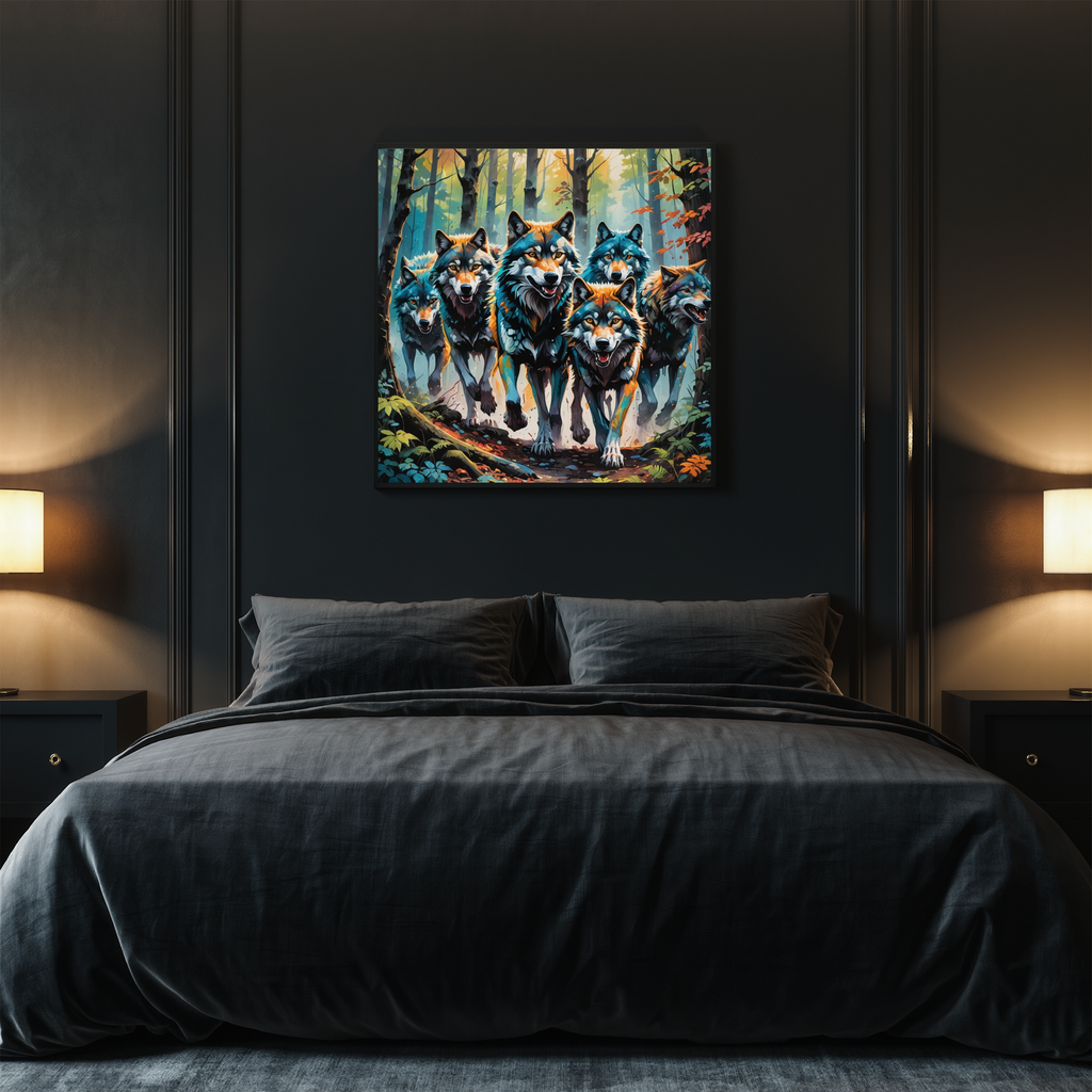 Wolf Pack – Forest Run Digital Art Print