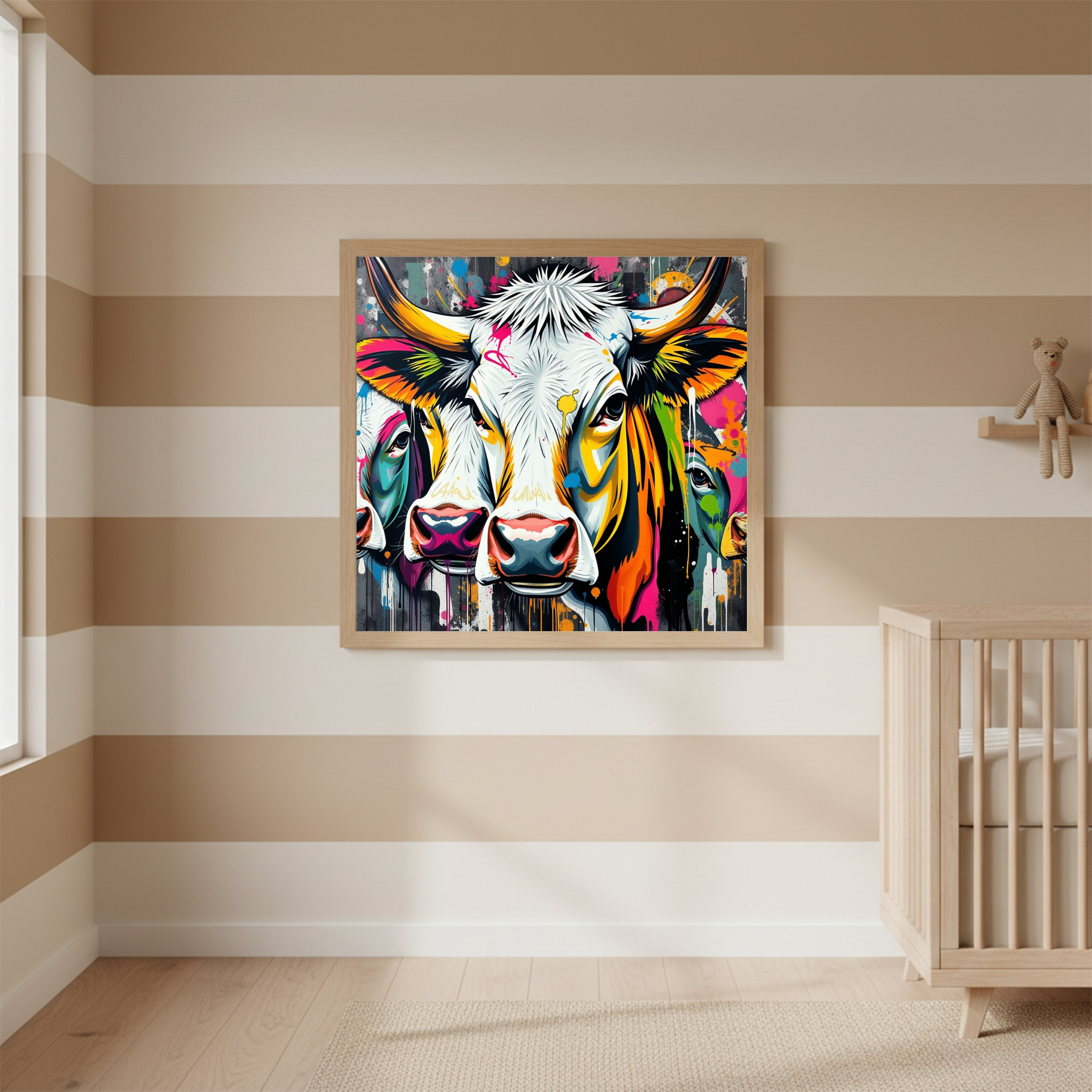 Abstract Cow Portrait – Digital Art Print