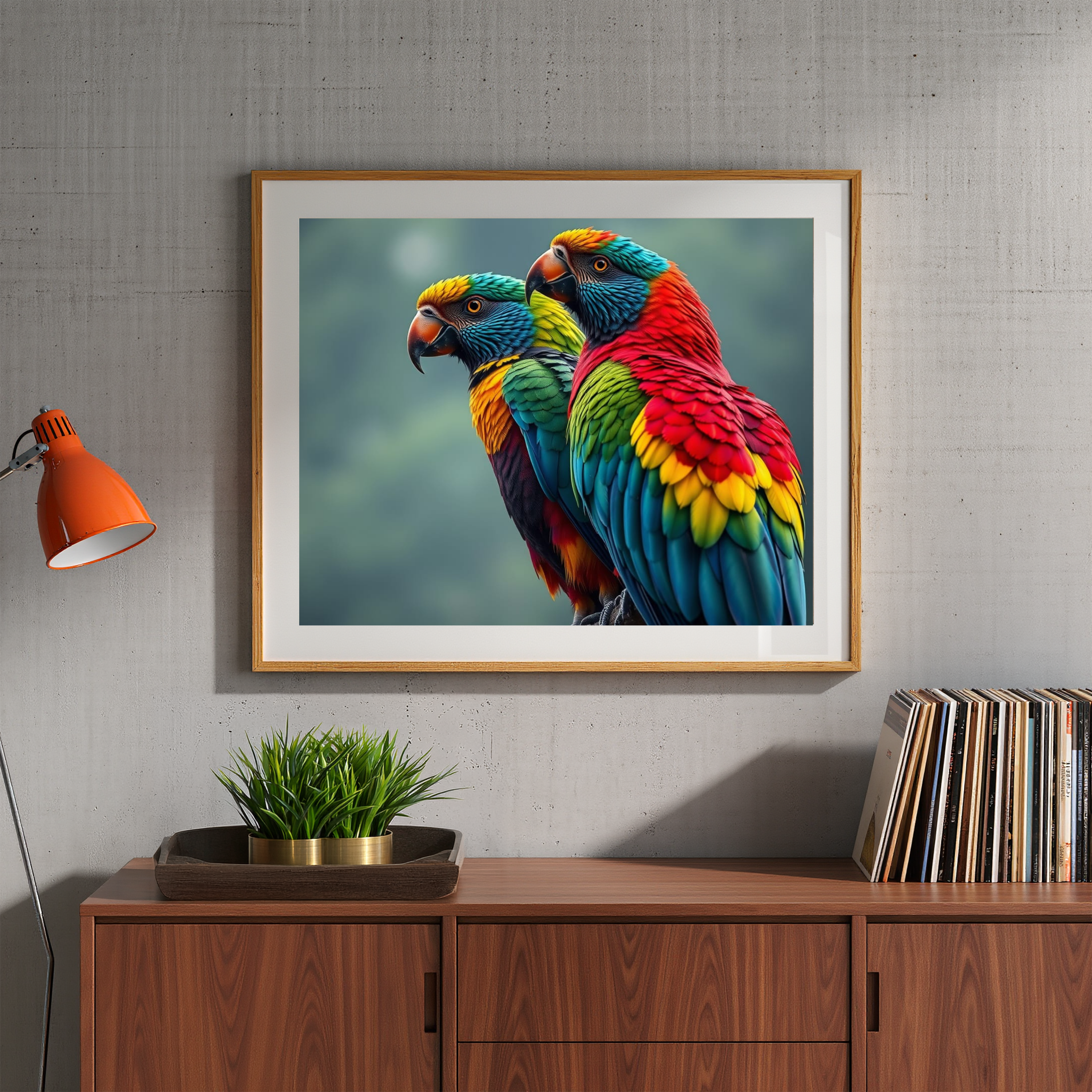 Tropical Macaw Pair – Colourful Wildlife Digital Art Print