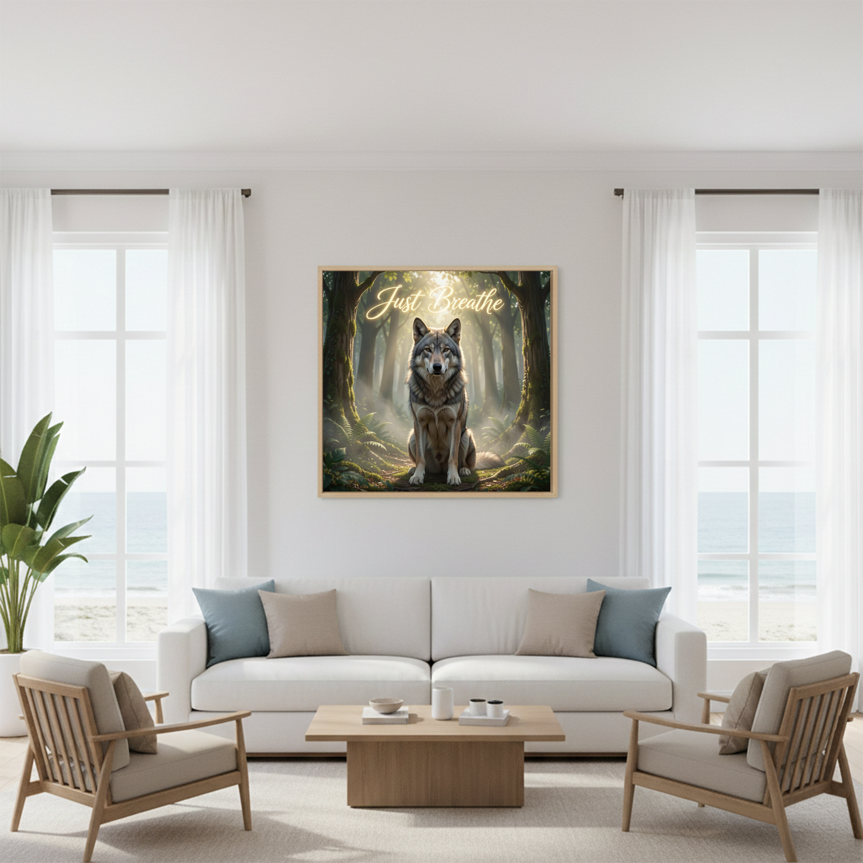 Just Breathe – Wolf Forest Wall Art Instant Download