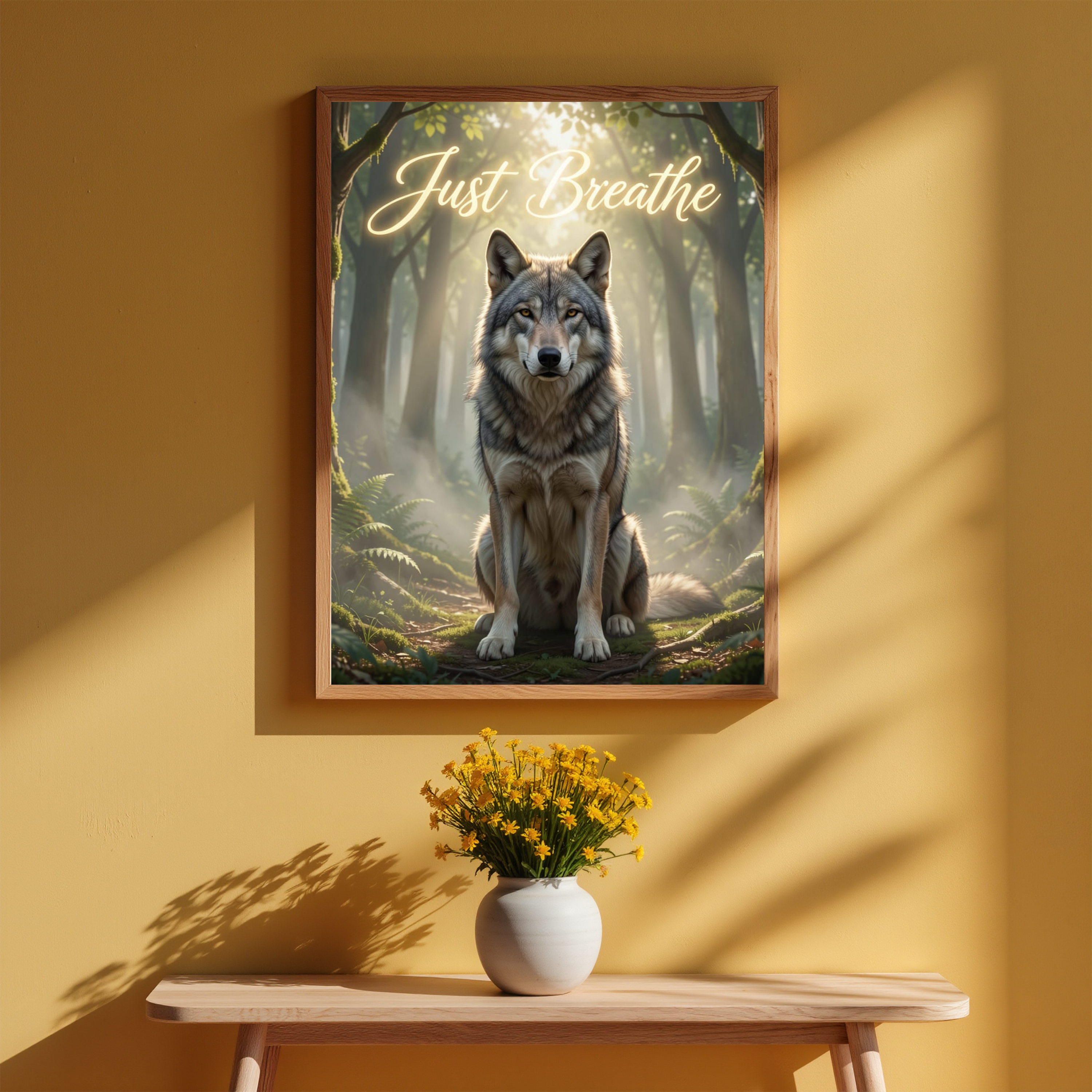 Just Breathe – Wolf Forest Wall Art Instant Download