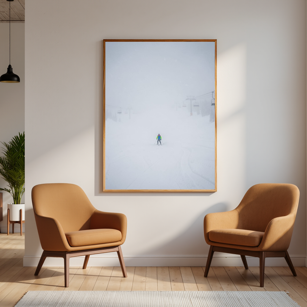 Whiteout – Lone Figure in a Blizzard Digital Art Print