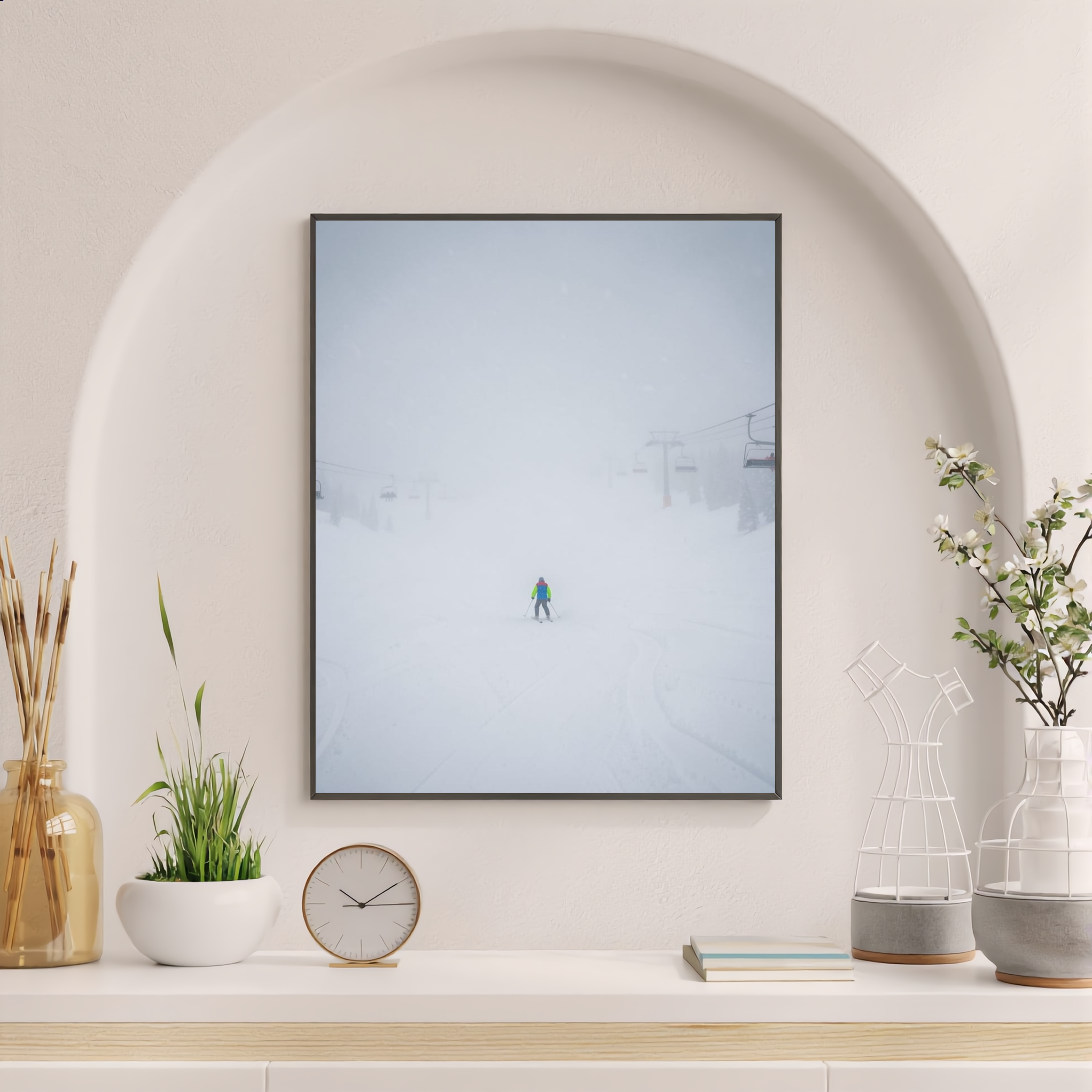 Whiteout – Lone Figure in a Blizzard Digital Art Print