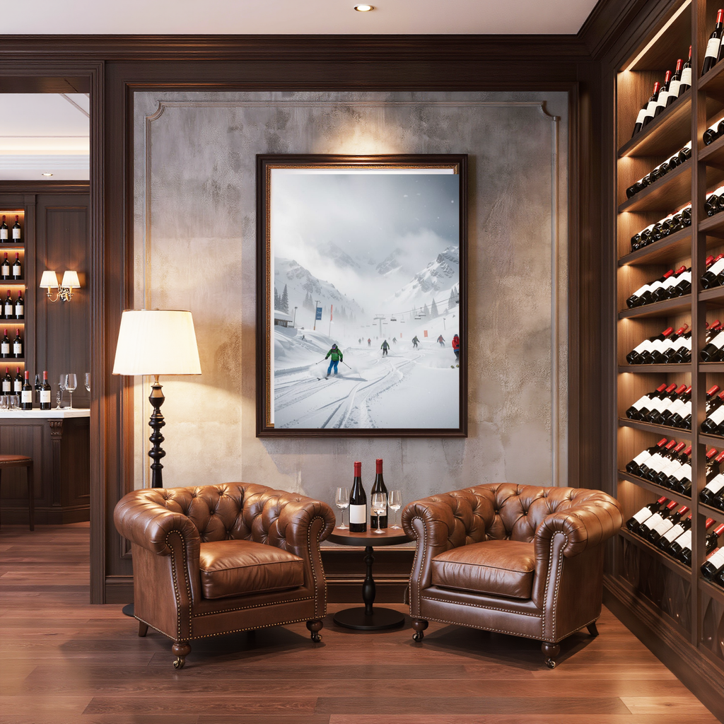 Powder Day – Alpine Ski Resort Digital Art Print