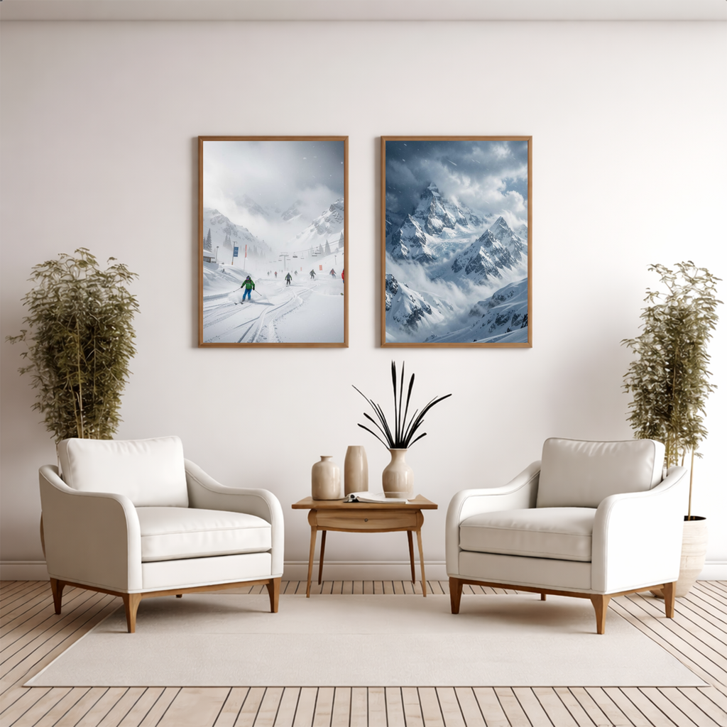 Powder Day – Alpine Ski Resort Digital Art Print