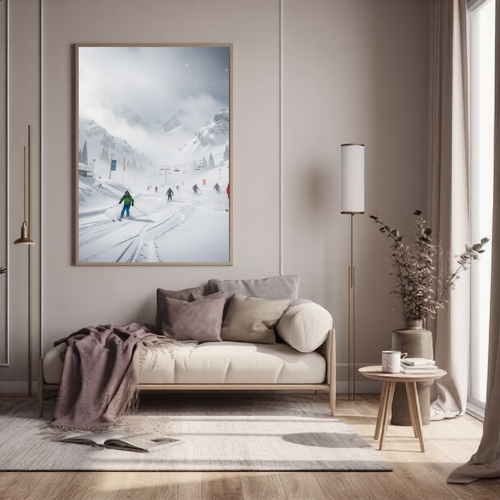 Powder Day – Alpine Ski Resort Digital Art Print