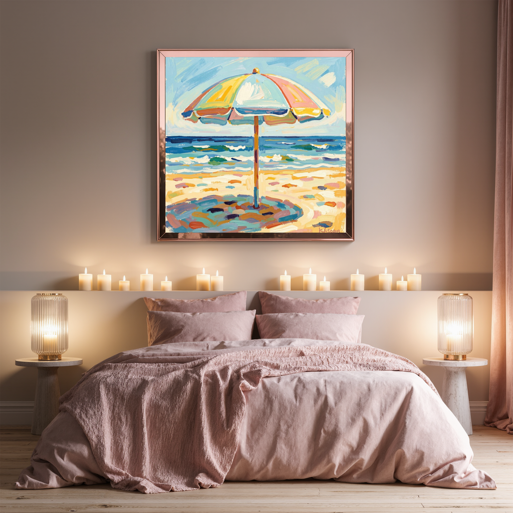 Sun Shade – Colourful Beach Umbrella Digital Art Print