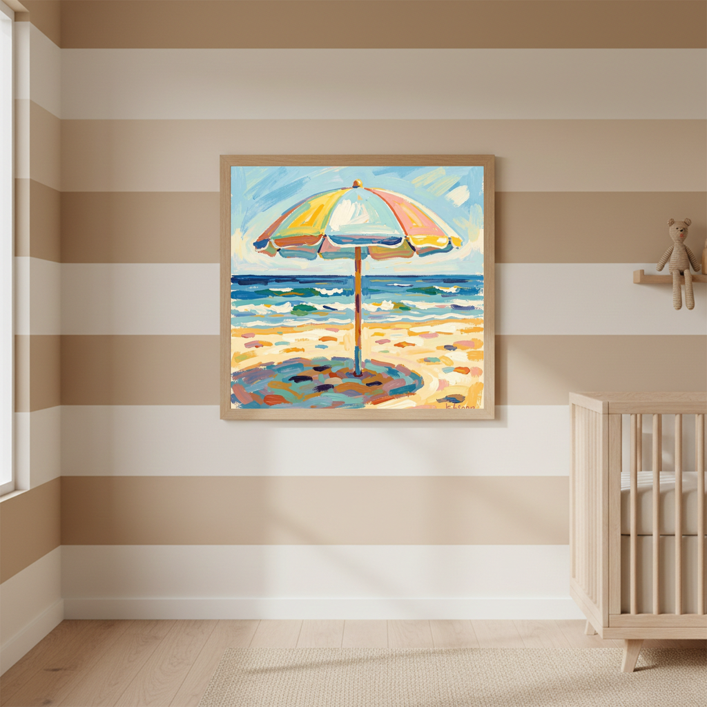 Sun Shade – Colourful Beach Umbrella Digital Art Print