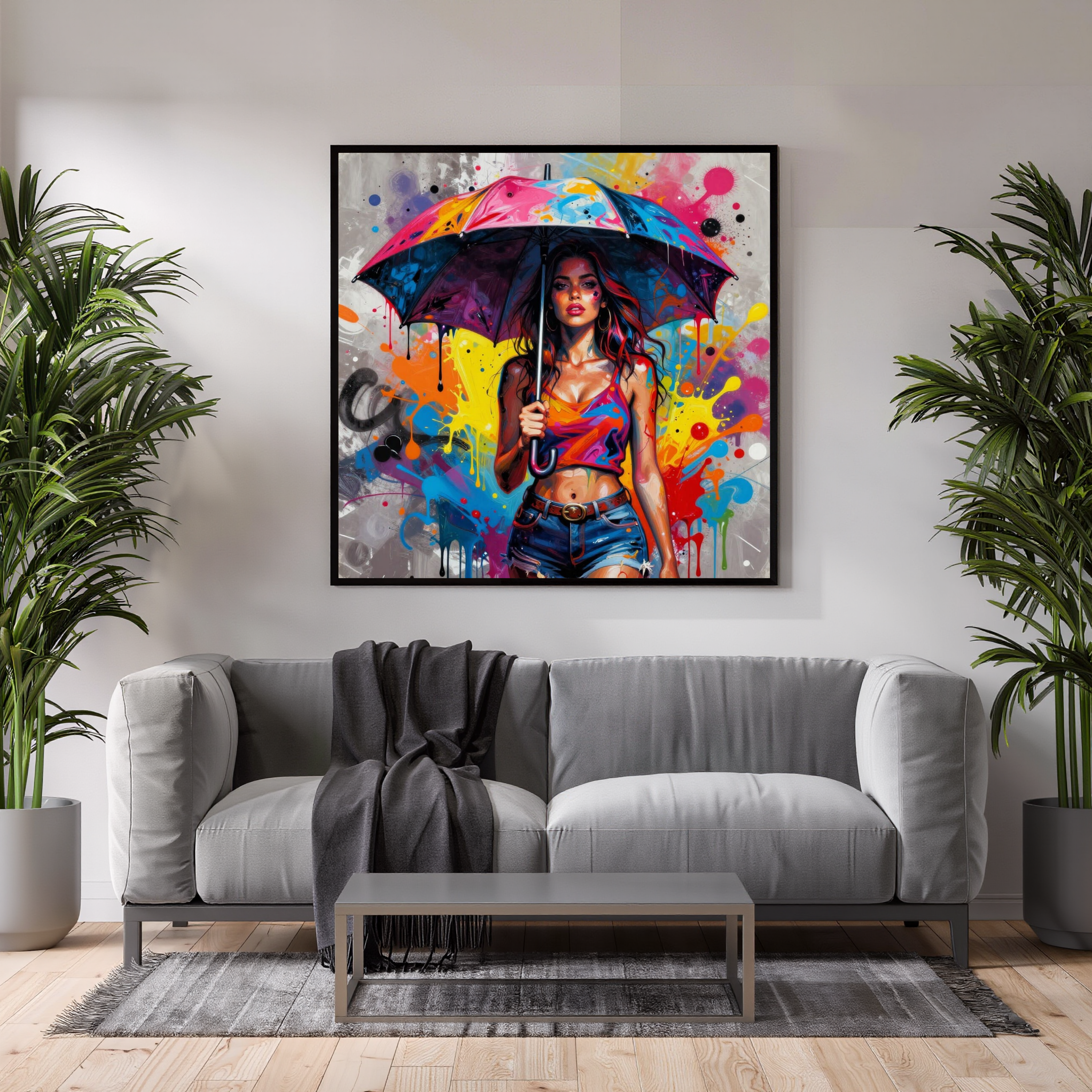 Colour Splash Girl – Pop Art Umbrella Digital Art Print